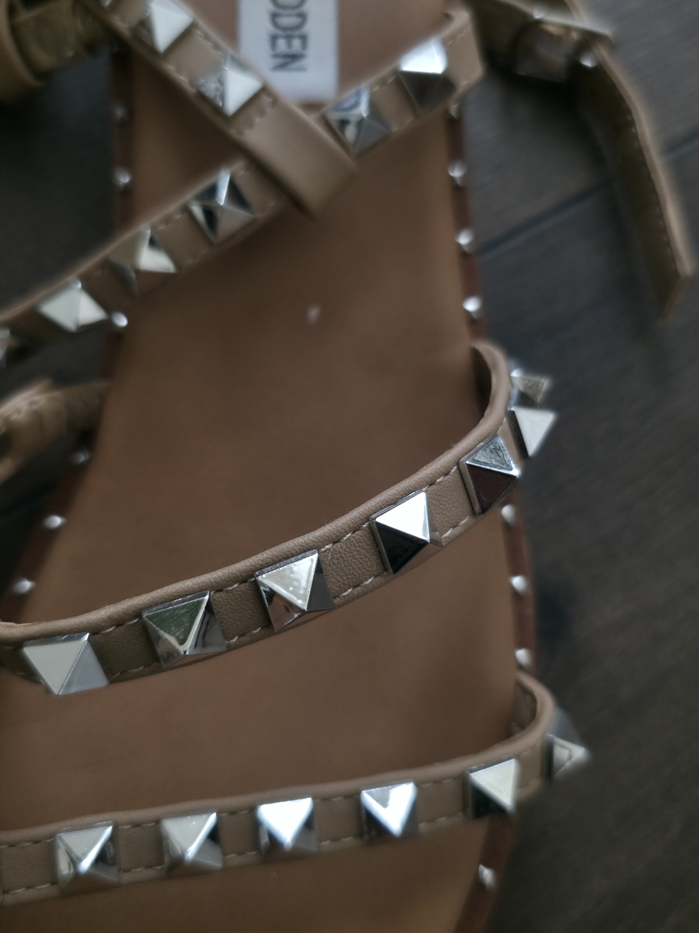 Steve Madden Womens Nude Studded Strap Spring Summer Sandals - Picture 3 of 5